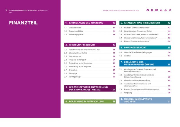 Referenzbild des Finanz- und Nachhaltigkeitsberichts 2025 für Evonik.