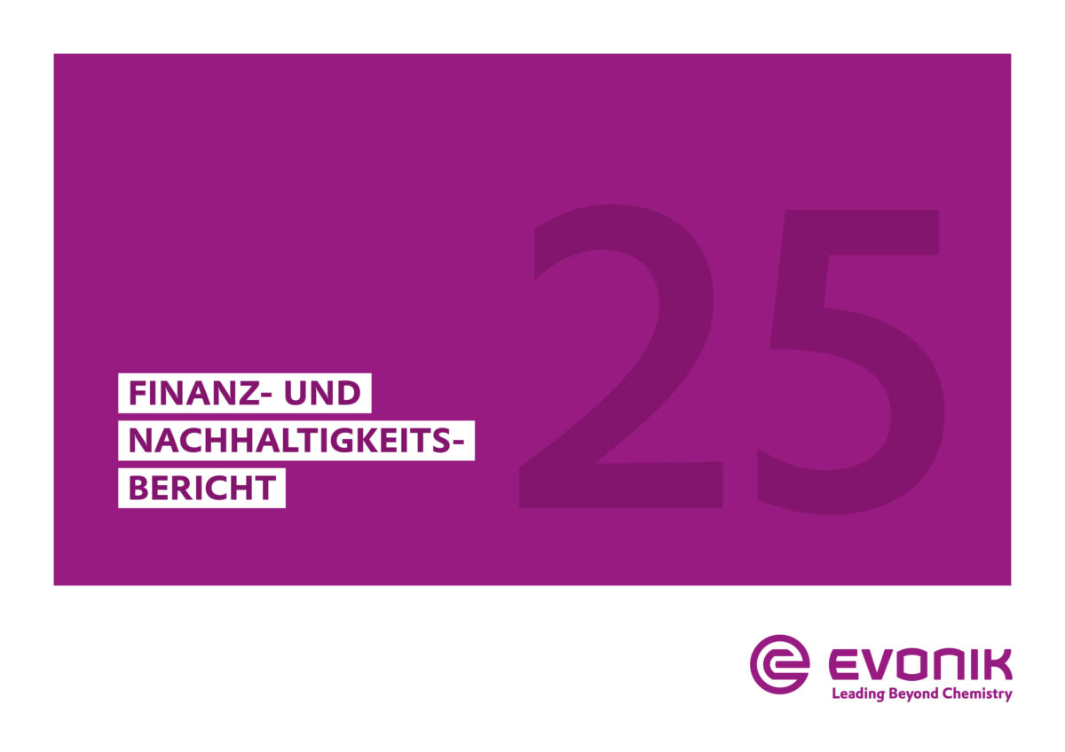 Titelbild des Finanz- und Nachhaltigkeitsberichts 2025 für Evonik.